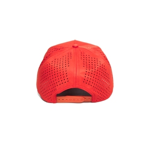 OEM Factory Breathable Quick Dry Sweat Wicking Rope Golf Hats 5 Panel <b>Back</b> Buckle Custom Rubber PVC <b>Patch</b> Logo Curved Brim Cap - Product Image 5
