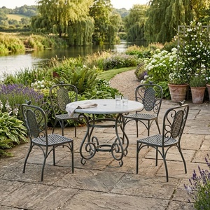 Ensemble de meubles de patio en fer forgé de style traditionnel KHP Vietnam, 4 places, table et chaises de jardin en métal robuste, vente en gros - Product Image 4