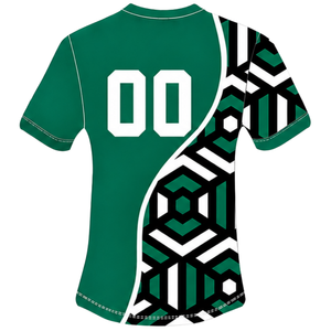 Camiseta de Rugby Geométrica Verde Oscuro, Negra y Blanca, de Manga Corta, Cuello Redondo, Personalizable, Transpirable, para Entrenamiento Deportivo en Equipo - Product Image 2