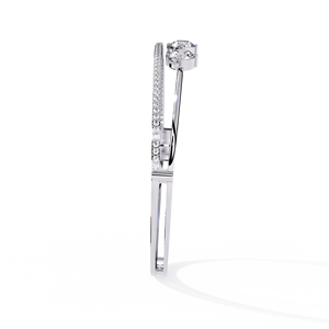 Minimalist Designer Jewellery Lab Grown Round Solitaire Four Stone Diamond <b>Bangle</b> <b>Bracelet</b> in 10k 14K 18k White Gold - Product Image 3