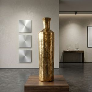 Medium Size Gold Finished Metal Vases Hammered Decorative Table Centerpiece Home Living Room Wedding Party Decoration - Product Image 3