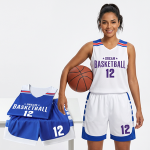 Ensemble de maillots de basket-ball Dream, col en V, sans manches, impression sublimée, polyester respirant, unisexe adulte, toutes saisons, uniformes d'équipe - Product Image 4