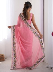 Exclusivo Saree de Georgette con Diseño de Diseñador y Blusa Elegante, Estilo Étnico Moderno y a la Moda - Product Image 3
