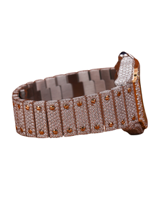 Montre connectée pour homme avec diamants ronds en moissanite de clarté VVS, bracelet en or jaune, mouvement à quartz, bracelet en verre diamanté. - Product Image 2