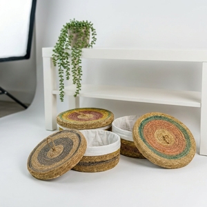 Hand Braided Seagrass <b>Basket</b> Natural Fiber <b>Storage</b> <b>Baskets</b> Wholesale for Home Decor Living Room Hotel - Product Image 2