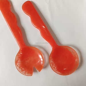 Juego de cubiertos con mango de resina de último diseño, servidor de resina para interiores, fiestas y bodas, diseño único, Color naranja para el hogar, herramientas para ensaladas - Product Image 6