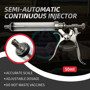1 seringue d'injection continue pour animaux de 50 ml, tube en plastique, pistolet de vaccination automatique en acier inoxydable pour vache, cochon, mouton - Product Image 5