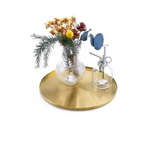 Plateau de service rectangulaire décoratif en laiton doré champagne avec décor filigrané pour table basse, salle de bain, commode - Product Image 4