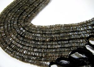 Perles carrées en quartz fumé naturel, taille Heishi, 4 mm, fil de perles de pierres précieuses, 8 pouces de long - Product Image 6