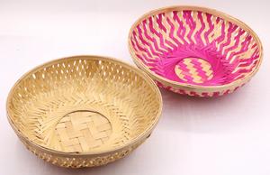 Paniers en bambou faits à la main de qualité supérieure, ensemble de 20 paniers de rangement naturels écologiques de couleur rose, vente en gros, fournisseur OEM du Vietnam - Product Image 5