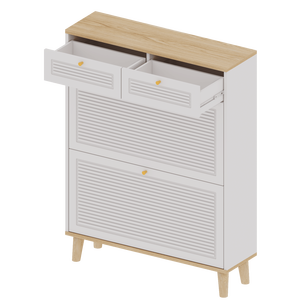 Scarpiera a 2 ante autoportante con 2 cassetti, organizer e porta scarpe stretto per ingresso, design con ante a ribalta - Product Image 3
