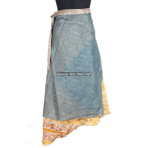 New Stylish Recycled Reversible Silk Sari <b>Wrap</b> <b>Skirts</b> Reversible Silk Magic 38 Inch <b>Wrap</b> <b>Skirt</b> Halter Tube Indian Handmade - Product Image 5