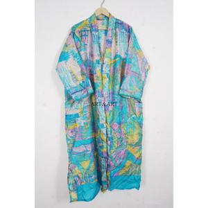 Kimono de Seda 100% Hecho a Mano, Ropa de Dormir, Manga Larga, Cuello en V, Cierre con Cordón, Suave, para Bodas, Festivales, Yoga y Descanso - Product Image 1