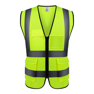 Gilet réfléchissant jaune haute visibilité personnalisé pour hommes et femmes avec poches de sécurité en maille, fermeture éclair et fonction imperméable, veste réfléchissante - Product Image 4