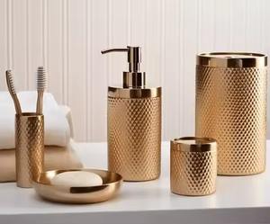 Premium Hotel Metal <b>Bathroom</b> <b>Set</b> Tissue Holder <b>Soap</b> <b>Dispenser</b> Toothbrush Cup Waste Bin - Product Image 2