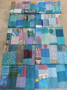 <b>Indian</b> Handmade Vintage Kantha <b>Quilt</b> Patchwork Bedspread Reversible Eco-Friendly Washable Silk Cotton for Home & Hotel - Product Image 3