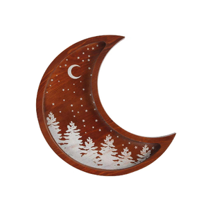 Plateau décoratif en bois motif lune et étoile, plateau à bijoux, plateau décoratif pour artisanat indien, vente chaude - Product Image 4