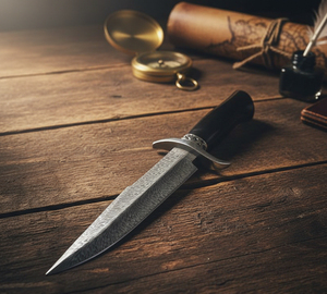 Cuchillo Bowie de Supervivencia Hecho a Mano, Hoja Fija de Acero Inoxidable, Resistente a la Corrosión, Patrón de Pluma, Madera de Grado Industrial, OEM - Product Image 2