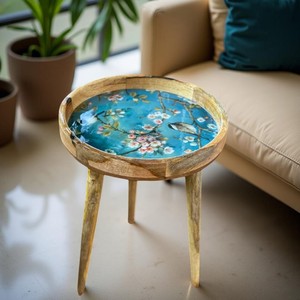 Handcrafted Mango Wood Round Side <b>Table</b> with Storage - Wholesale India - Product Image 4