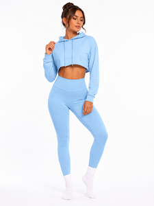 woman crop hoodie with fashionable design soft comfortable fabric lightweight feel perfect for modern <b>wardrobe</b> everyday outfits - Product Image 5
