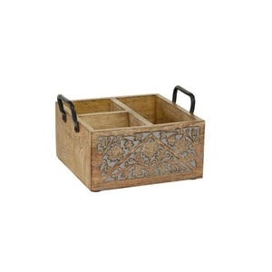 Porte-couverts en bois naturel, organisateur d'ustensiles de cuisine rustique, support de table fait à la main pour salle à manger, restaurant et maison - Product Image 3