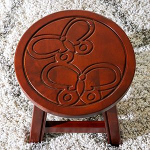 Carved Wooden <b>Step</b> <b>Stool</b> with Butterflies Kids' Furniture Cherry Color - Product Image 2