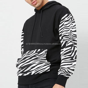 Oem Custom Sustainable Thin French Terry Quality Hoodie <b>Leopard</b> <b>Printed</b> Pocket Sleeves Plain Black Fitted Hoodies Unisex - Product Image 1