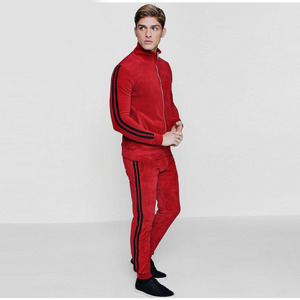 Men <b>Tracksuit</b> 2-Piece Set Solid Red Full Zipper Stand Collar Casual Wear Polyester Material Autumn Season Regular Fit - Product Image 6