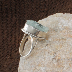 Anillo de Plata de Ley 925 Hecho a Mano con Aguamarina Natural, Gema Auténtica, Joyería Artesanal Vintage, Regalo de Boda para Mujer, Venta al Por Mayor - Product Image 4