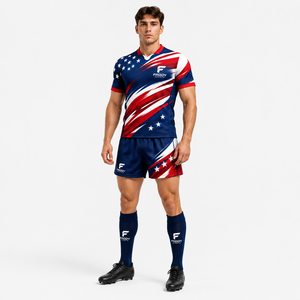 Ensemble d'uniformes de rugby sublimés personnalisés, maillot et short de rugby respirants à séchage rapide, vêtements d'entraînement haute performance, vêtements d'équipe - Product Image 3