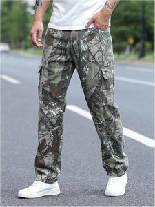 Men's Camo Cargo <b>Jeans</b> Straight Leg Streetwear Denim Pants with Flap Pockets - Product Image 3