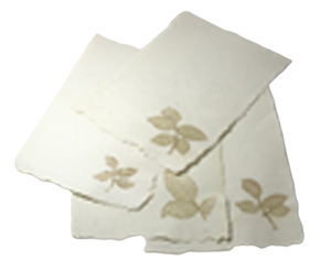 Papier de coton recyclé fait main A4 à bords festonnés (bords naturels) avec empreintes de vraies feuilles fraîches – Ensemble de papeterie moderne - Product Image 2