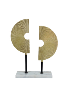 Modern Gold Sunburst Aluminum Sculpture with White Marble Base Elegant Geometric Metal <b>Desk</b> Decor for Living Room Office - Product Image 3