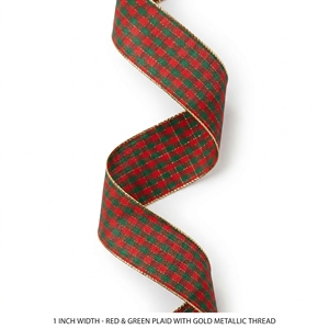 ริบบิ้นตกแต่งลายตารางแดงเขียว ขนาด 25 มม. ผลิตจากโพลีเอสเตอร์ 100% ไม่หดตัว ของบริษัทนีลกามัล อินดัสทรีส์ สำหรับห่อของขวัญในเทศกาลและงานฝีมือ - Product Image 3