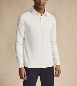 Polo à manches longues pour homme, tendance, avec logo personnalisé OEM, couleur unie, coton/polyester piqué, 220 GSM, best-seller - Product Image 2