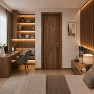 Puerta Interior Moderna de MDF Sólido de Alta Calidad, Minimalista, de PVC, Resistente al Agua, con Aislamiento Acústico, para Dormitorio - Product Image 6