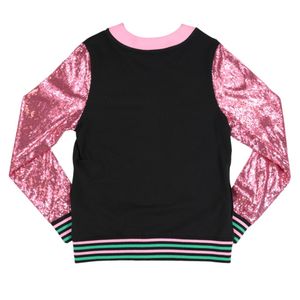 Cárdigan Rosa y Negro con Lentejuelas para Mujer, Chaqueta Bordada con Letras, Ropa Exterior de Moda, Suéter Casual con Botones Delanteros, Prenda Elegante para Uso Diario - Product Image 2