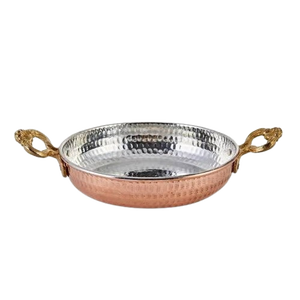 Ensemble de casseroles en cuivre martelé faites à la main avec poignées en laiton de luxe, ustensiles de cuisine et de table emboîtables de plusieurs tailles pour la vente en gros - Product Image 4