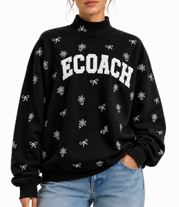 Sudadera de cuello alto extragrande para mujer, con logo personalizado, 100% algodón, hombros caídos, forro polar suave, OEM, invierno - Product Image 4
