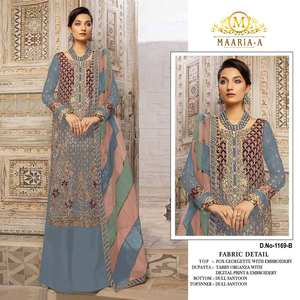 Elegante Heavy Georgette Top Organza Dupatta Latkan Charm Nuevo lanzamiento Multi-Thread Jari Work Shalwar Kameez Estilo indio pakistaní - Product Image 4