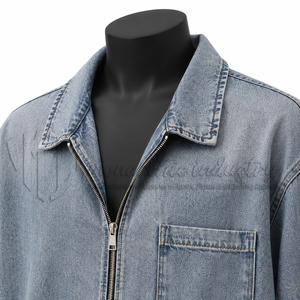 Camisa de Trabajo Casual de Manga Corta con Cierre Completo, de Mezclilla Azul Claro, Personalizada para Hombre, Primavera, Fabricante de Marca Privada ODM - Product Image 6