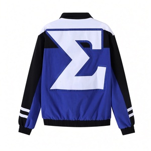 Phi Beta Sigma Royal Blue Black White <b>Men</b>’s Greek Fraternity Full Zip <b>Jacket</b> Embroidered Crest Long Sleeve <b>Lightweight</b> Outerwear - Product Image 4