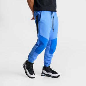 Men Color Blocked Sweatpants Elastic Waist <b>Drawstring</b> Closure Side Pockets Casual Joggers Blue Autumn Wear - Product Image 1