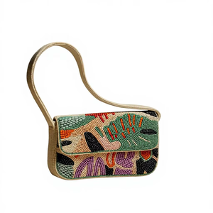 Bolso de Hombro Cruzado de Moda Hecho a Mano con Cuentas Abstractas Vintage para Mujer - Mini Bolso de Diseño Colorido y Moderno con Cuentas de Nylon y Lona - Product Image 1