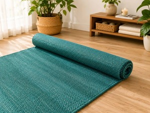 Tapete de Ejercicio Plegable de Algodón Verde, Rectangular, Antideslizante, con Base Tejida a Mano, 5MM de Grosor, Estilo Contemporáneo, para Uso en el Hogar y Viajes - Product Image 3