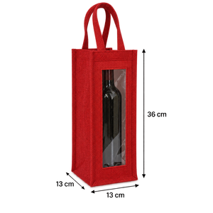 Sacs cadeaux pour bouteilles de vin en jute naturel laminé sans impression 13x36x13 cm Logo personnalisé Vente en gros OEM Marque privée Modèle SNC139 - Product Image 2