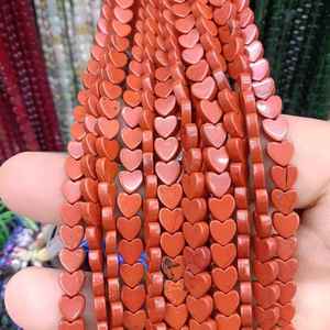 Perles de jaspe rouge naturel 6 mm, perles en forme de cœur, 15 pouces, pour la fabrication de bijoux DIY, fournitures et accessoires d'artisanat - Product Image 1