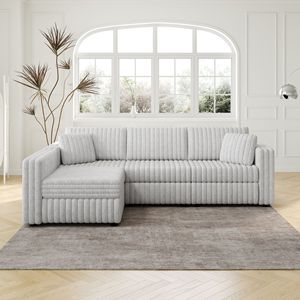 Divano a L in Morbido Peluche di Coniglio Grigio Chiaro 106.3, 4 Posti, Comodo ed Elegante, Design Moderno per Camera da Letto e Soggiorno - Product Image 1