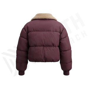 Hooded Quilted Waterproof <b>Bubble</b> Jacket Black Full Sleeve Winter Windproof Cotton Shell Knitted Fabric Polyester Filling Stand - Product Image 2