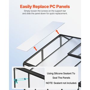 Serre de jardin en polycarbonate de style Alumi Pavilion 8 x 10 pieds avec 2 fenêtres de ventilation et porte à charnières, serre extérieure - Product Image 5